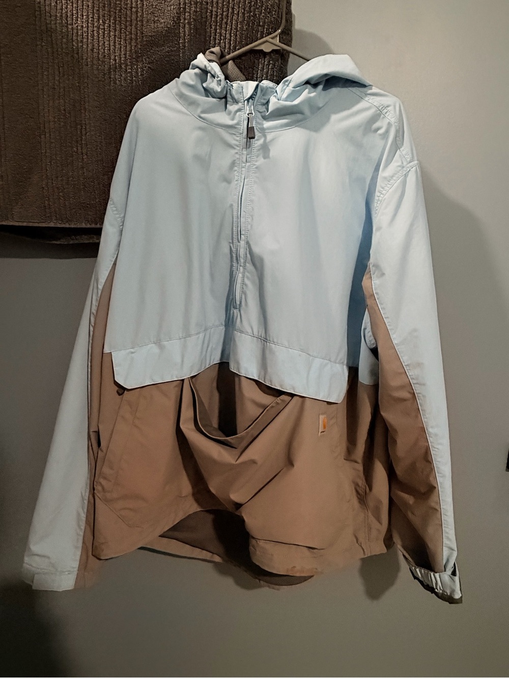 Carhartt Two-Tone Hooded Windbreaker in Light Blue and Grey